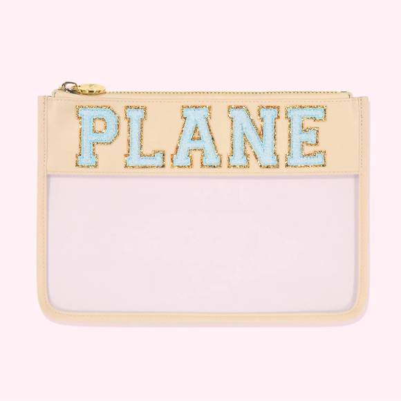 NEW STONEY CLOVER LANE women's plane clear flat pouch in sand